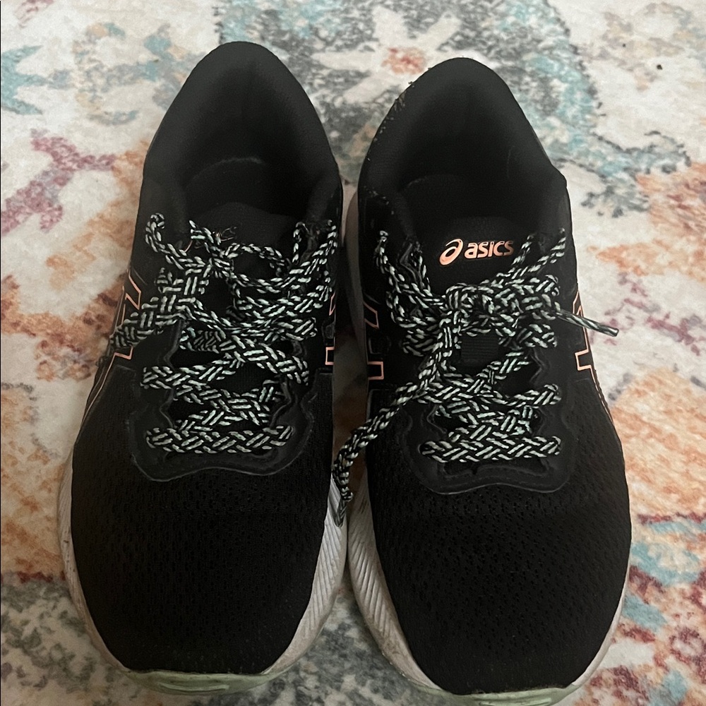 Asics Black Sneakers with Patterned Laces